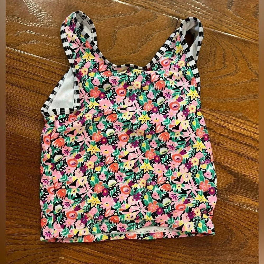 Old Navy Absolutely adorable girls floral and striped swim top size small